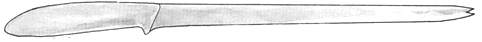 The carving knife is long for a long, gentle cut. It is fairly straight so as to gauge the depth of your cut.